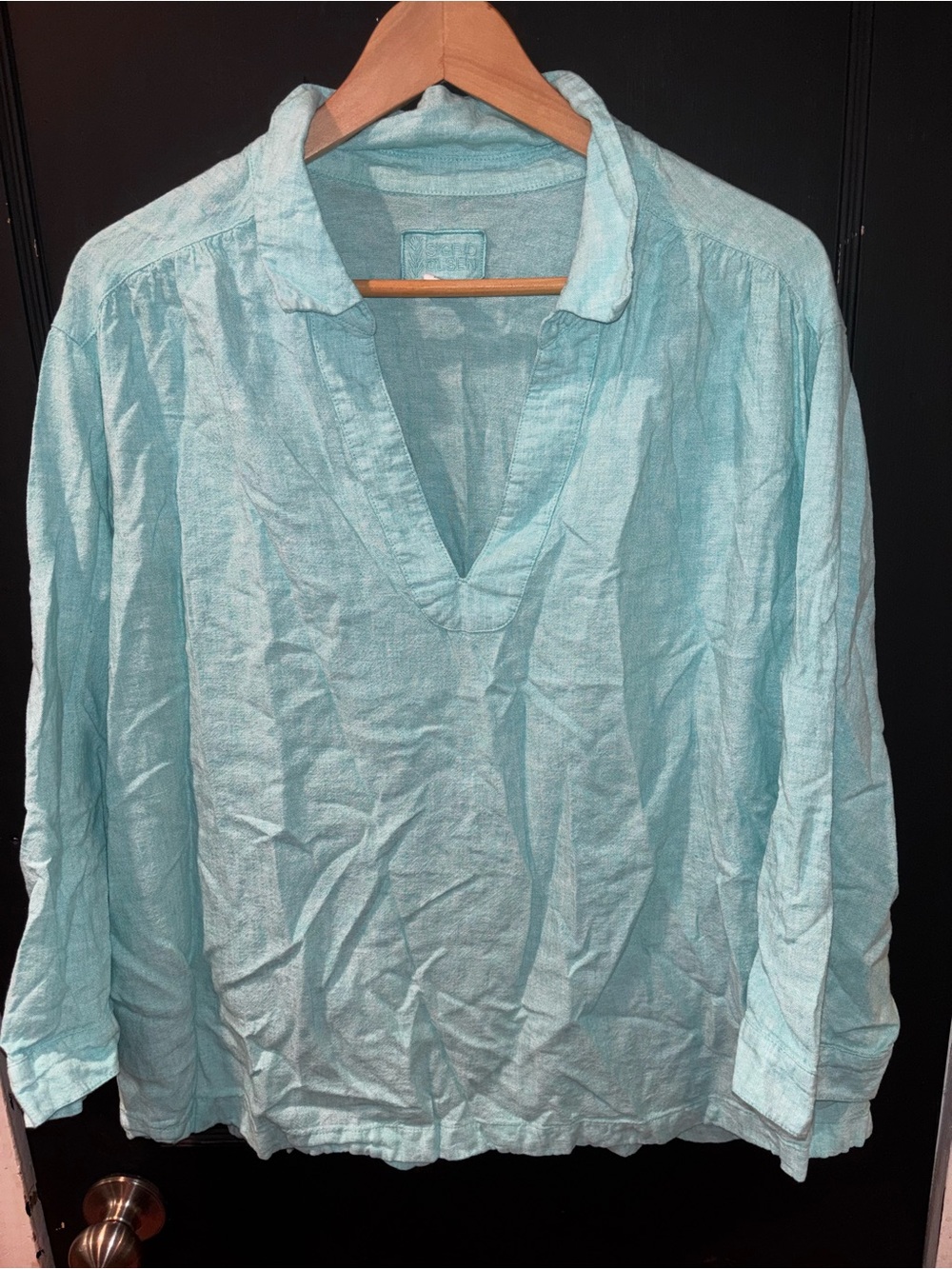 Sigrid Olsen Seafoam Linen Button Up Shirt Long Sleeve 3X